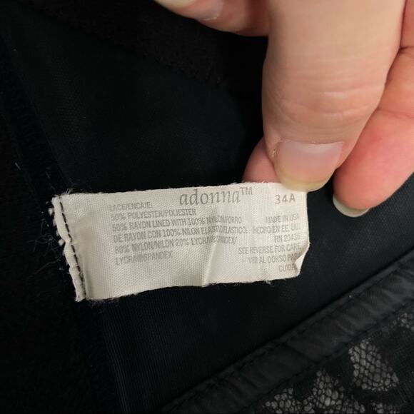 ADONNA Vintage Black Lace Bustier Size 34A Romantic Goth Regency Old Hollywood - Picture 6 of 7